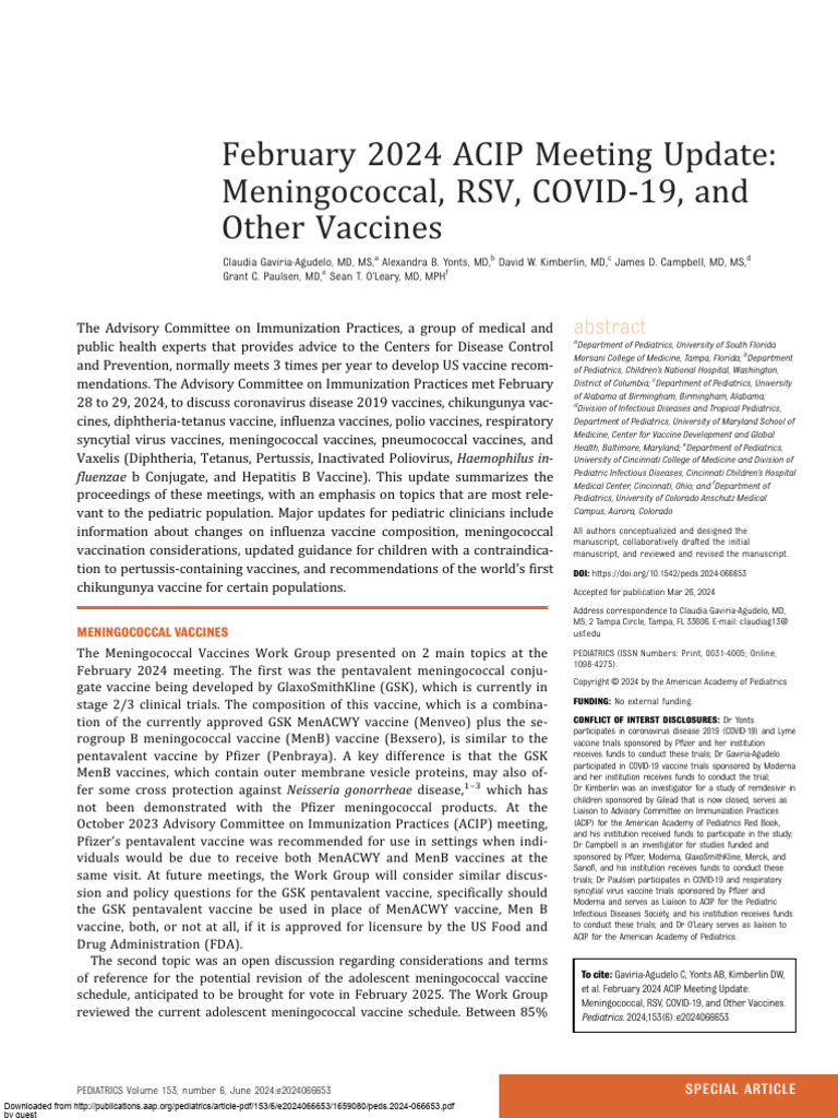 peds.2024-066653 | PDF | Vaccines | Microbiology