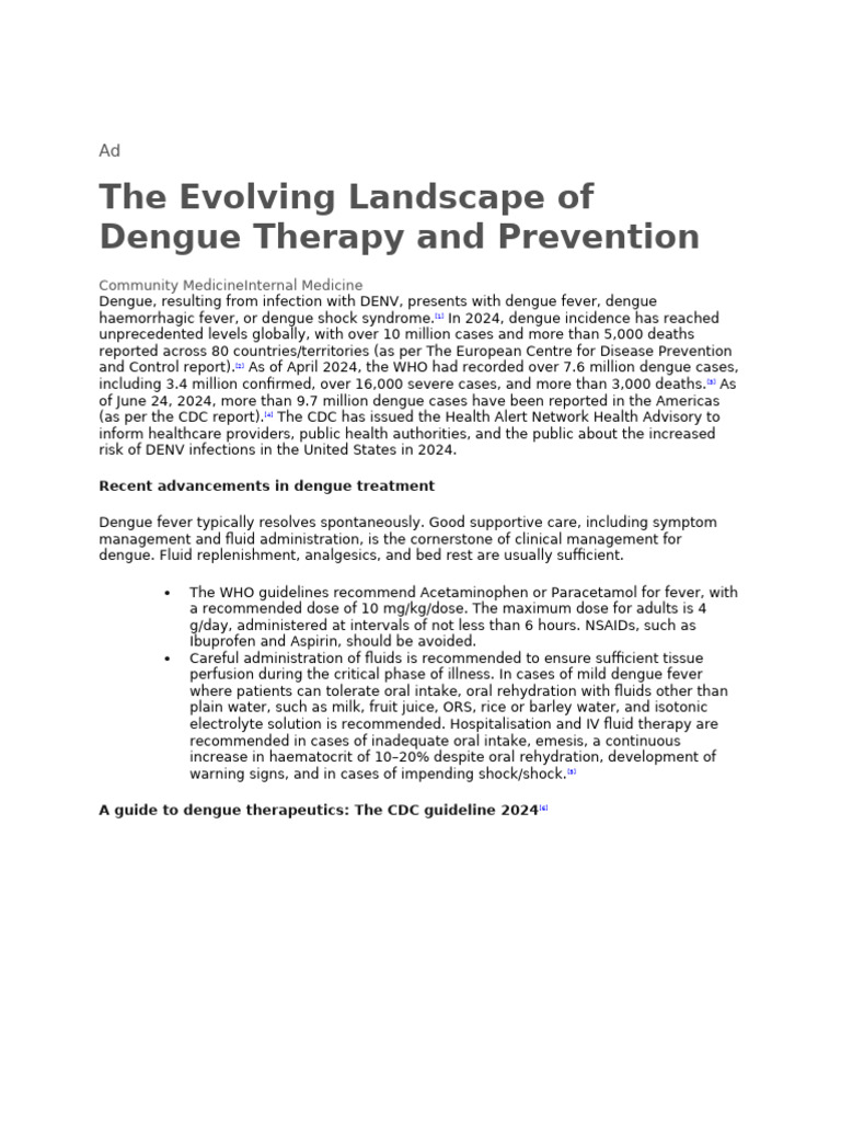 Dengue management guidelines 2024 pdf fever epidemiology