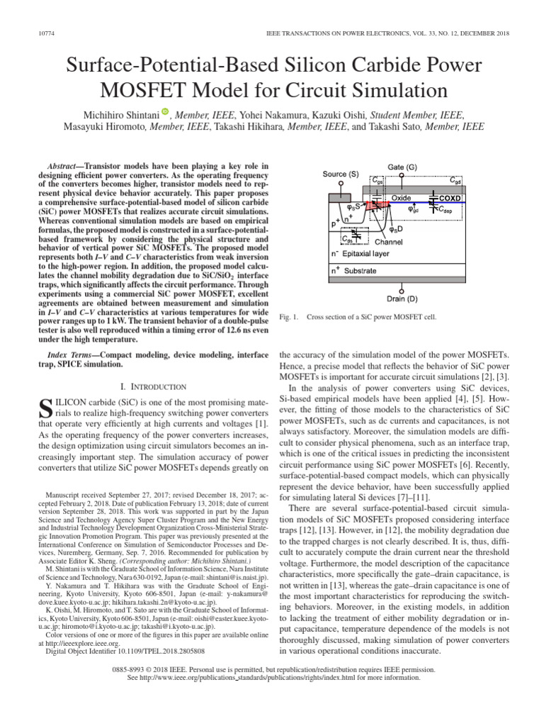 SiC Power MOSFET Model for Simulation | PDF