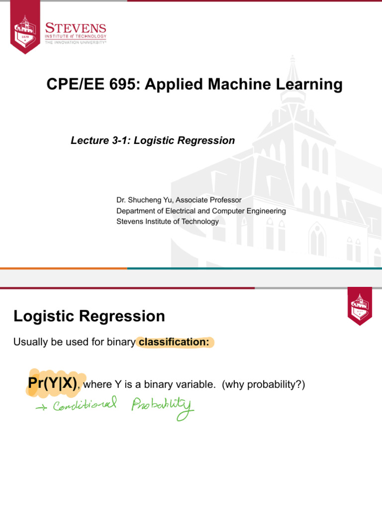 Lecture+3+-+1 | PDF | Logistic Regression | Statistical Classification
