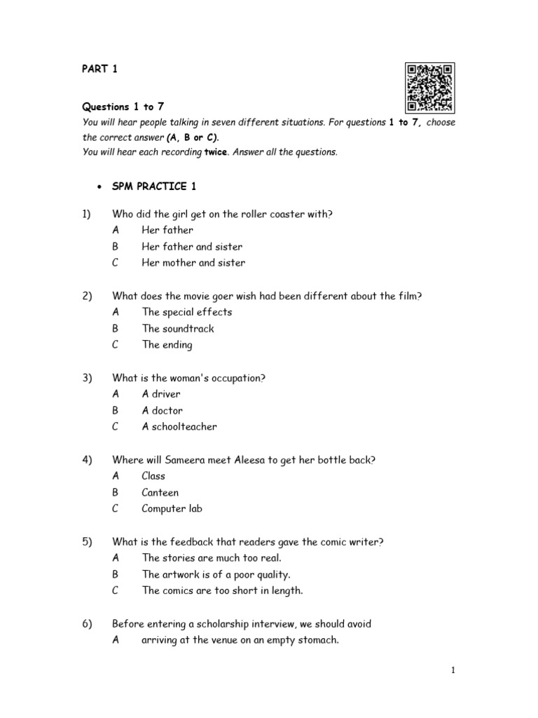 Spm Listening Practice Guide Pdf Vaccines Social Media