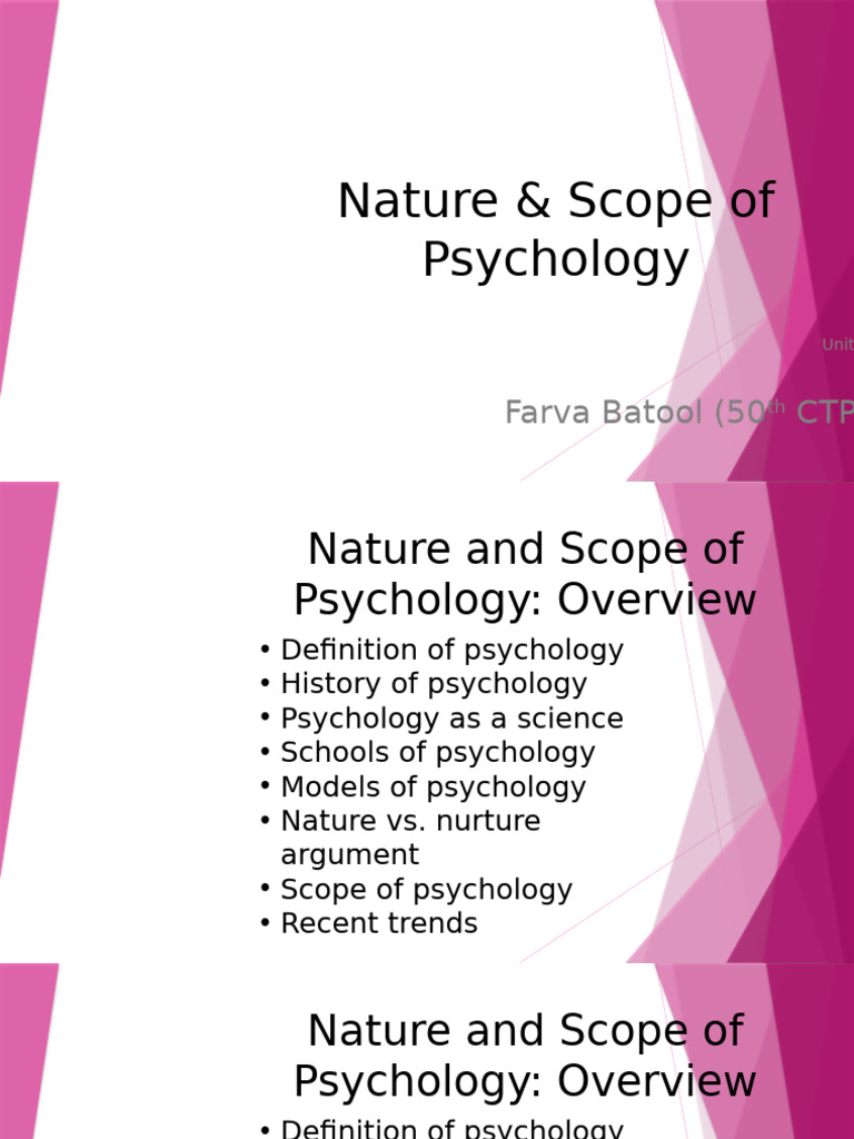 Overview of Psychology's Nature and Scope | PDF | Psychology | Cognition
