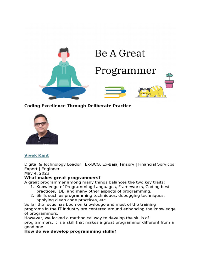 Coding Excellence Through Deliberate Practice | PDF | Computer ...