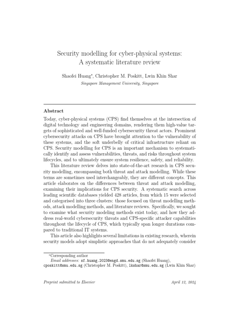 Cyber-Physical Systems Security Modelling Review | PDF | Computer ...