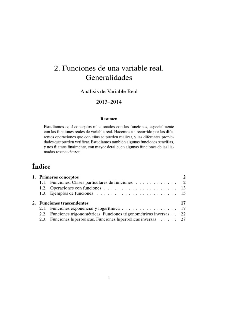 Funciones Reales de Variable Real | PDF | Función (Matemáticas) | Números