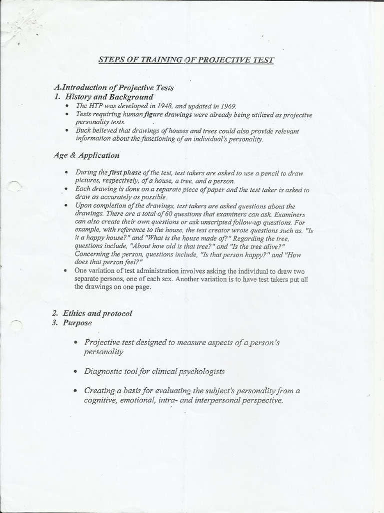 Projective Tests (HFD, HTP) | PDF