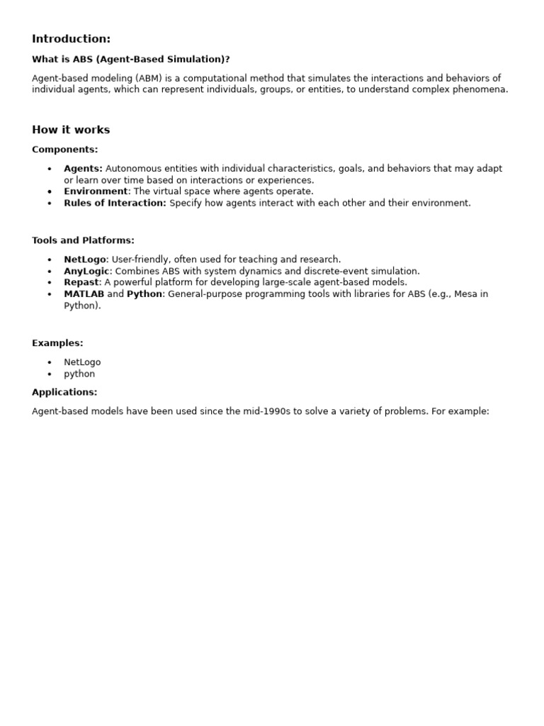 Intro to Agent-Based Simulation | PDF