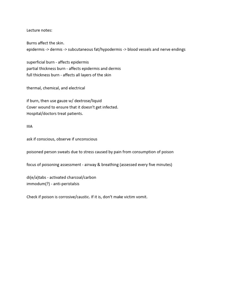 Not so complete notes on burns and poisoning pdf