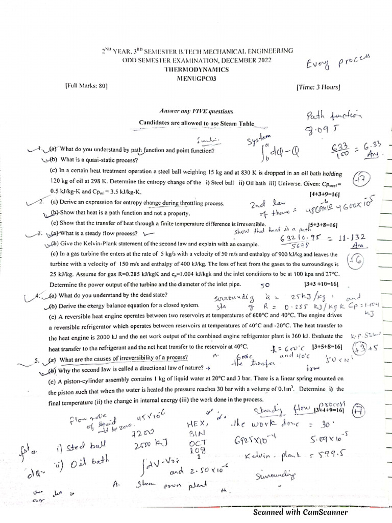 Thermo 2022 Question | PDF