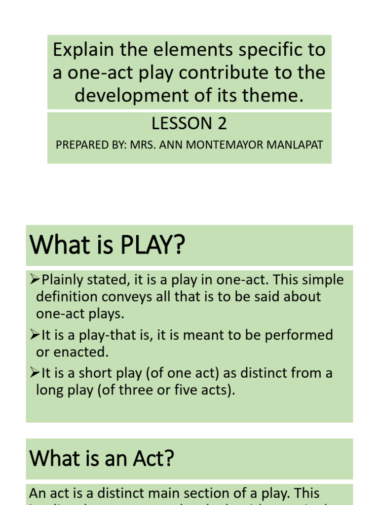 Elements of One-Act Plays for Grade 9 | PDF | Plot (Narrative)
