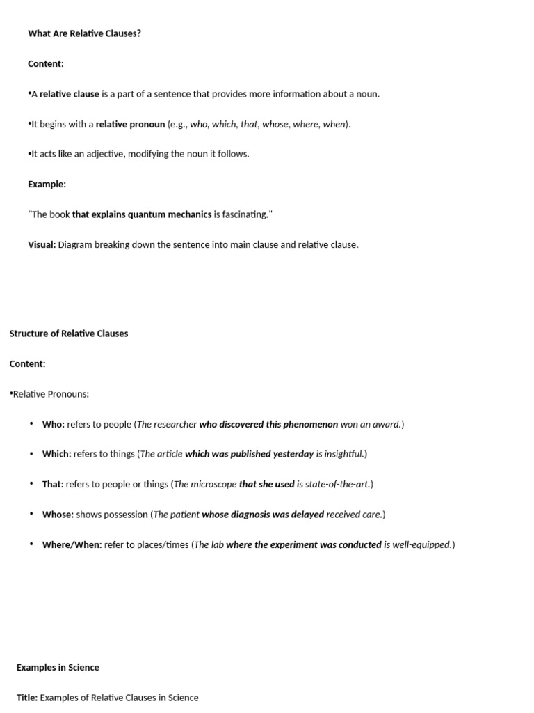 Relative Clause | PDF | Clause | Subject (Grammar)