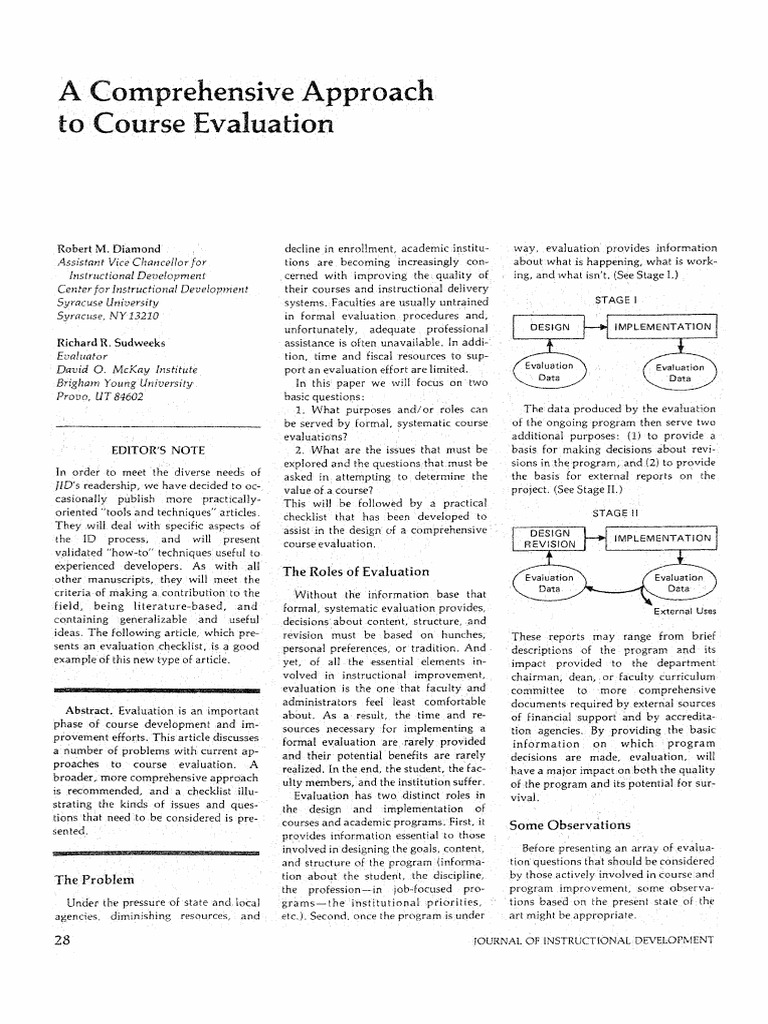 Course evaluation diamond1980 pdf evaluation course evaluation