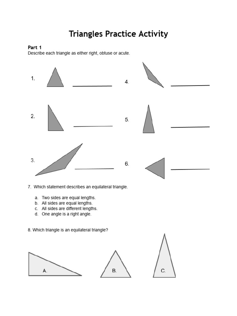 Triangle Types Practice Activity | PDF