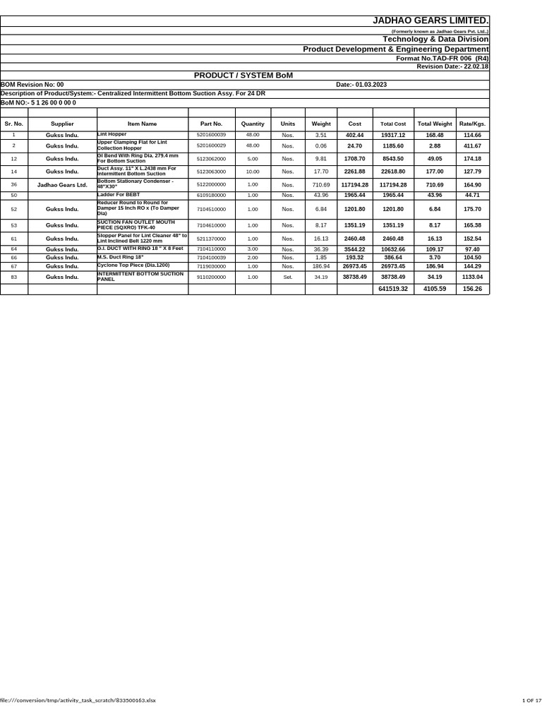 Centralized Bottom Suction Assy. 24 DR | PDF | Screw | Nut (Hardware)