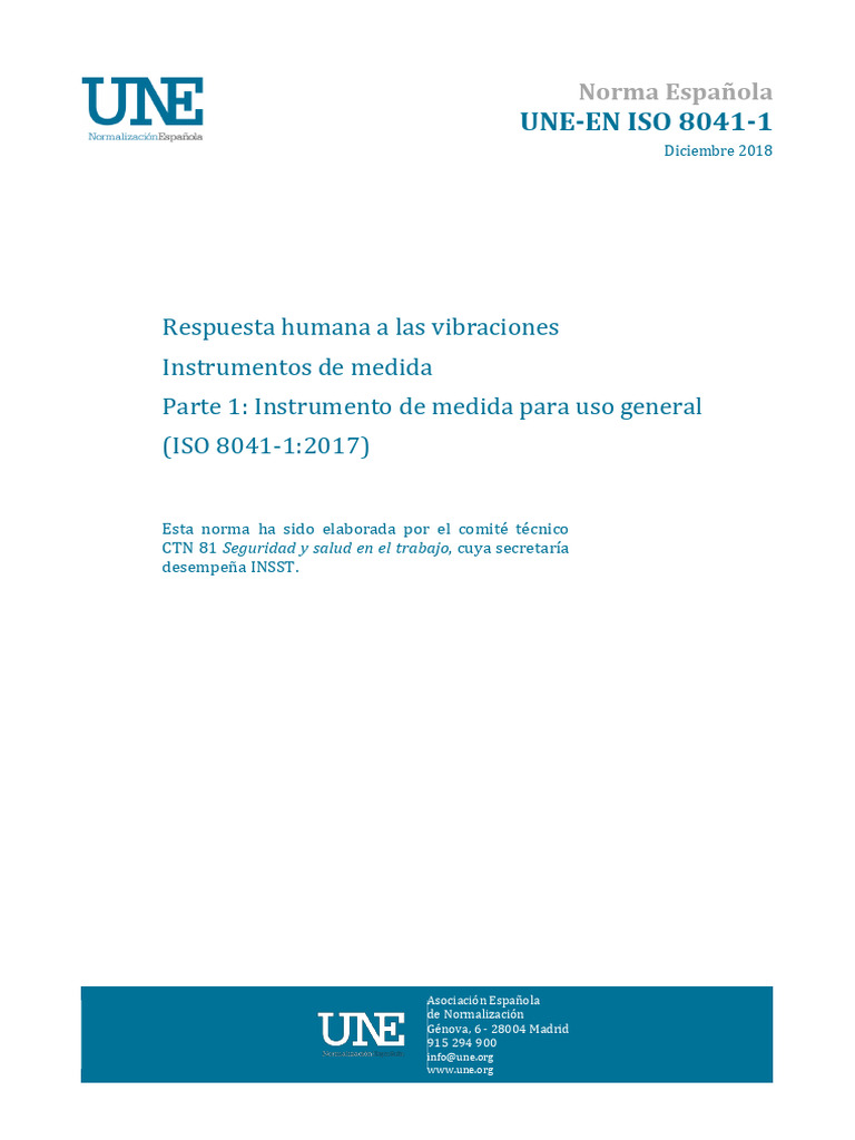 Norma UNE-EN ISO 8041-1:2018 Vibraciones | PDF | Compatibilidad ...