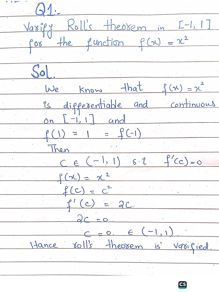 Mean Value Theorem Notes | PDF