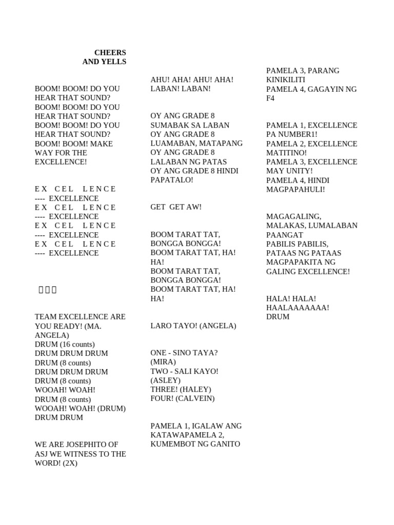 Cheers and Yells | PDF