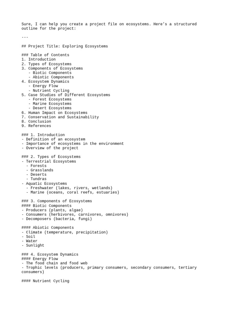 Ecosystem Project Outline Guide | PDF