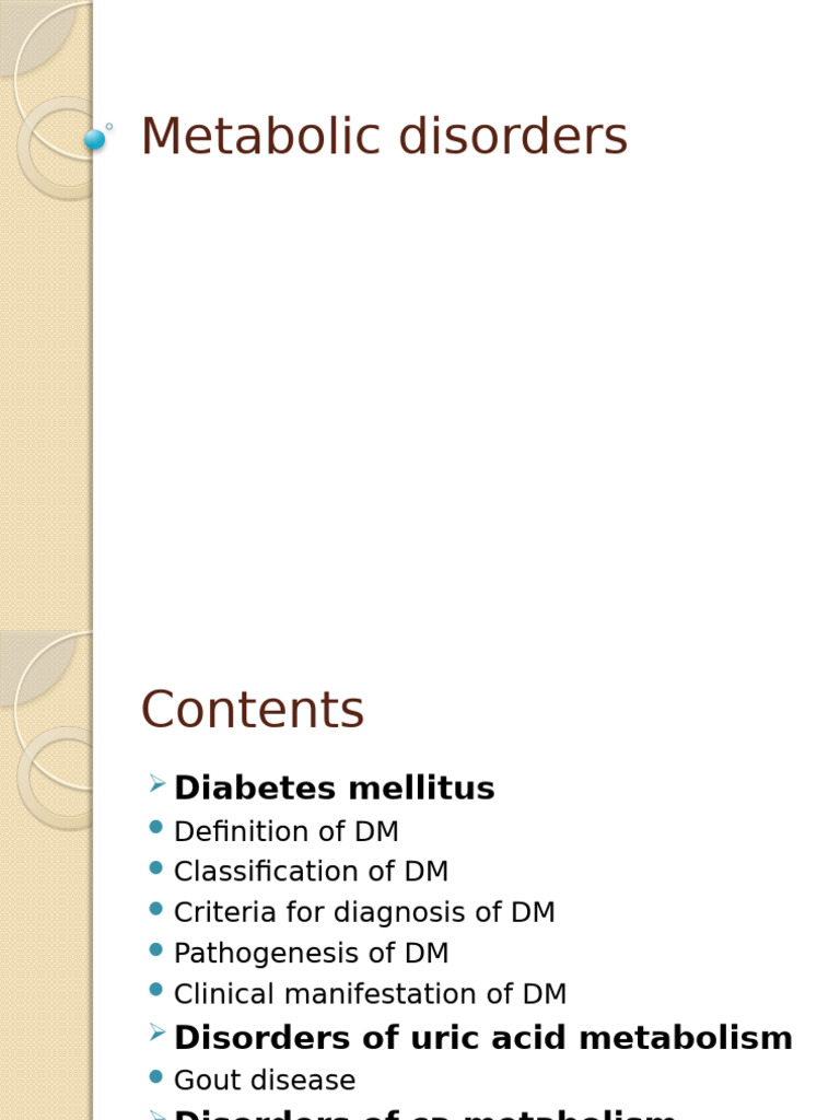 Overview of Metabolic Disorders and Diabetes | PDF | Insulin | Diabetes