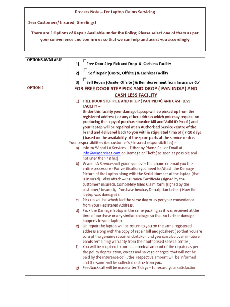 Pick and Drop Procedure | PDF | Insurance