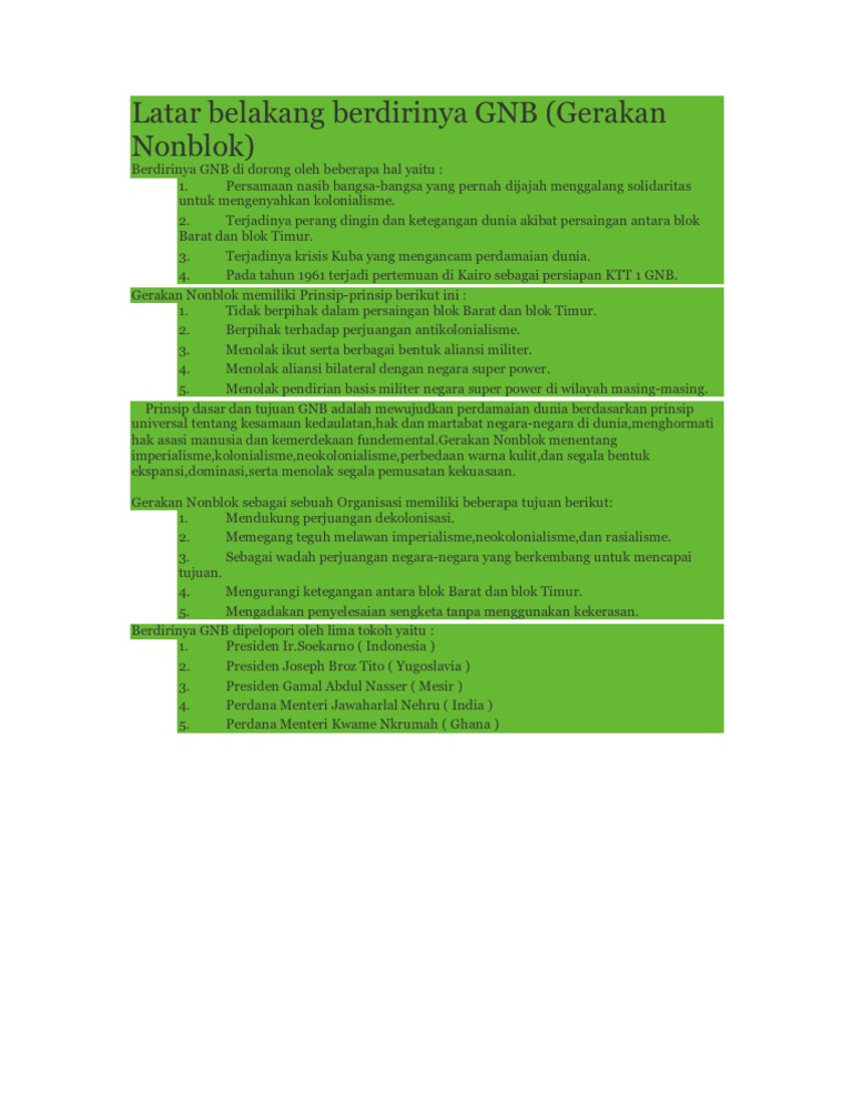 Latar Belakang Berdirinya GNB PDF