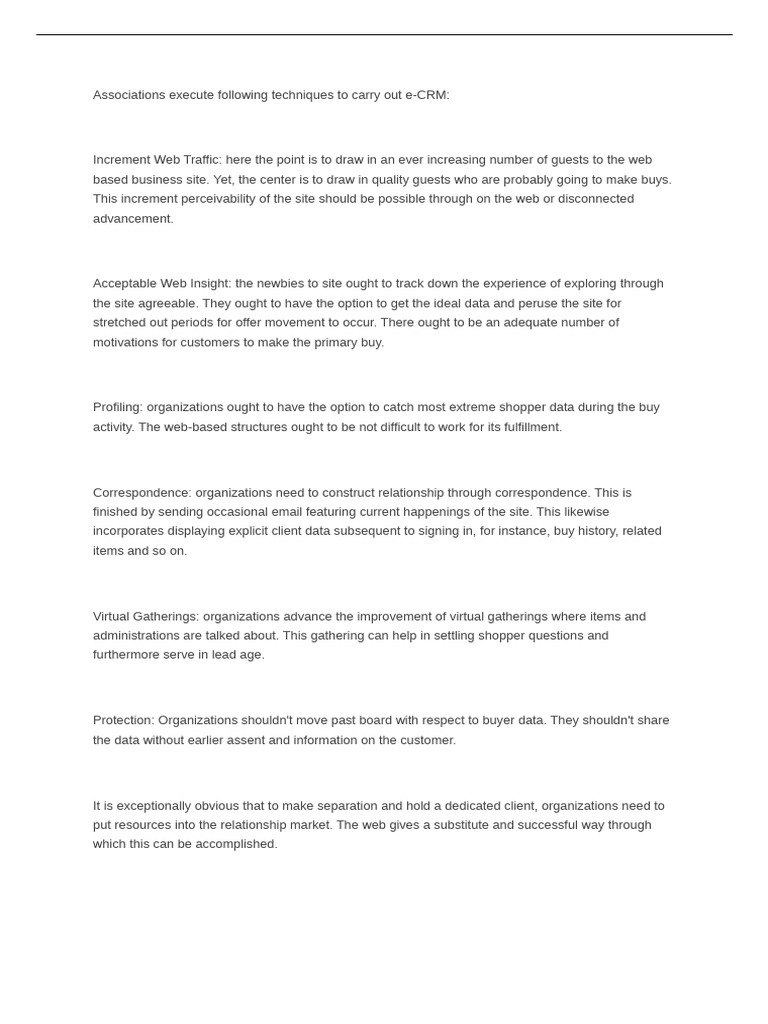 Implementing Electronic Customer Relationship Management | PDF | World ...