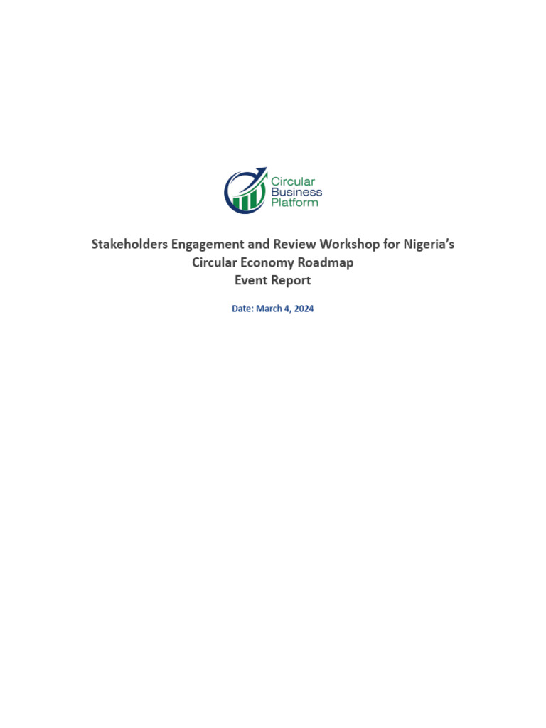 Circular Economy Roadmap Stakeholder Engagement Report | PDF ...