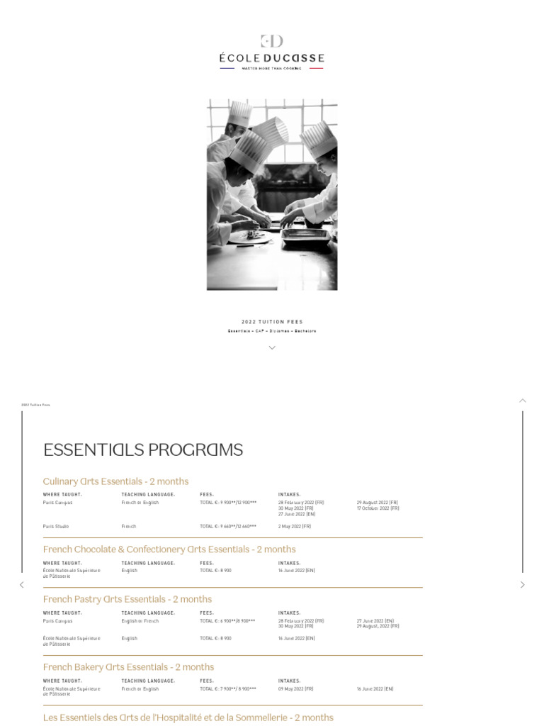 2022 École Ducasse Tuition Fees | PDF | Baked Goods | Baking