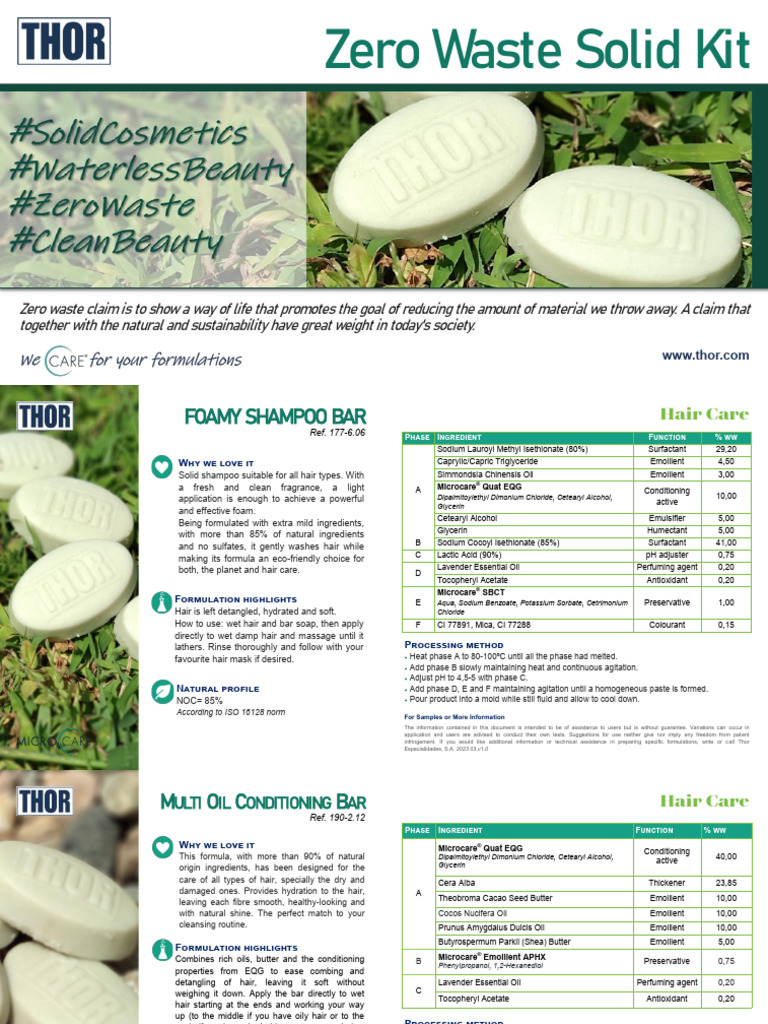THOR - Zero Waste Solid Kit Formulations - 2023.v1.0 | PDF | Shampoo ...