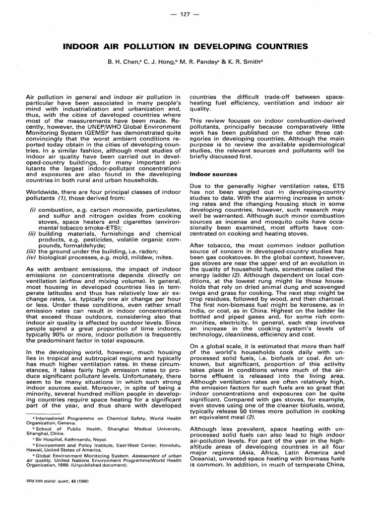 Indoor Air Pollution in Developing Nations | PDF | Air Pollution ...