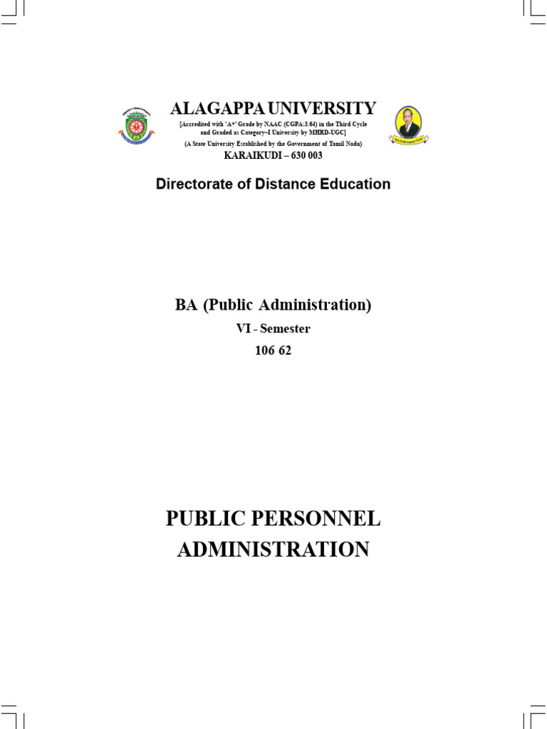 UG B.A. Public Administration (English) 106 62 Public Personnel ...