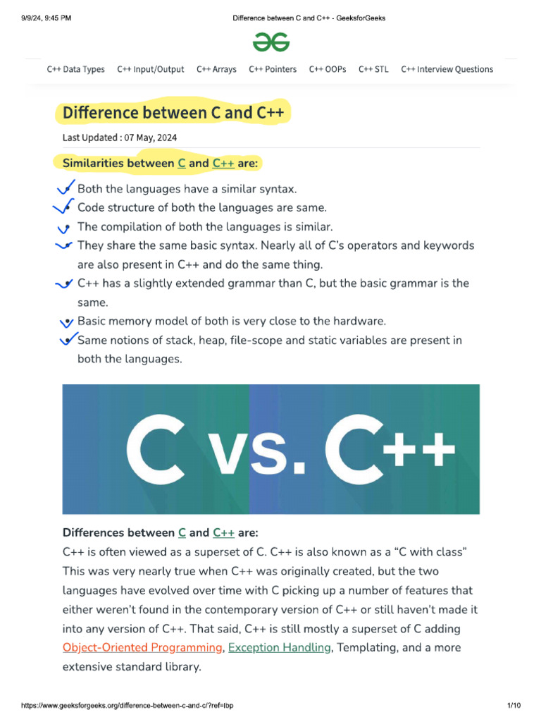 C Vs C++ in Oops | PDF