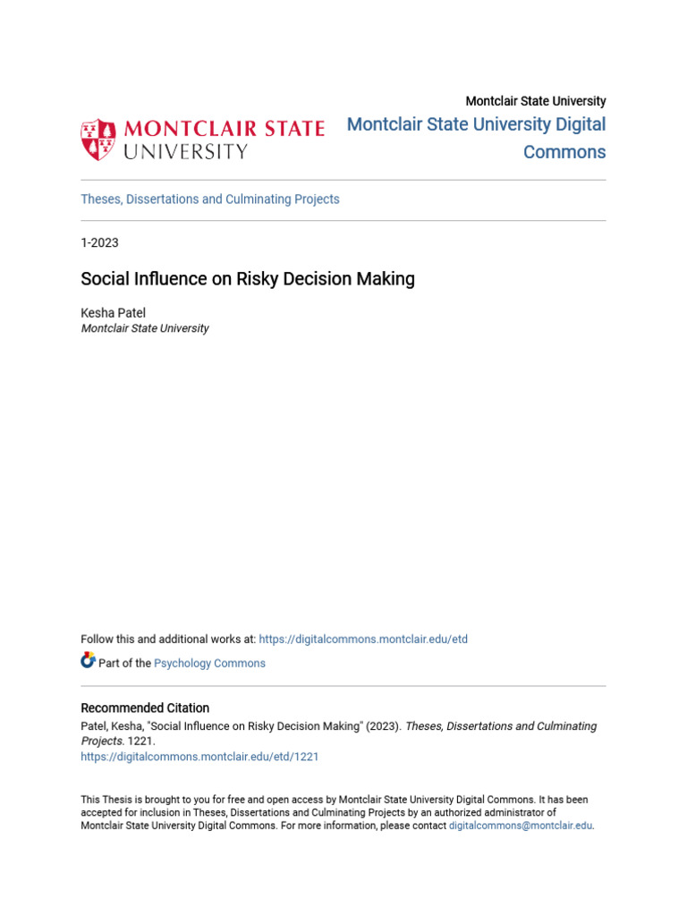 Social Influence On Risky Decision Making | PDF | Risk Aversion ...