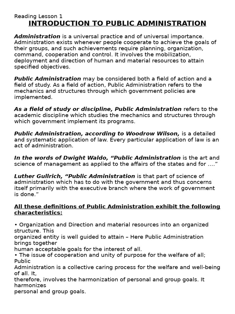Introduction to Public Administration | PDF | Public Administration ...