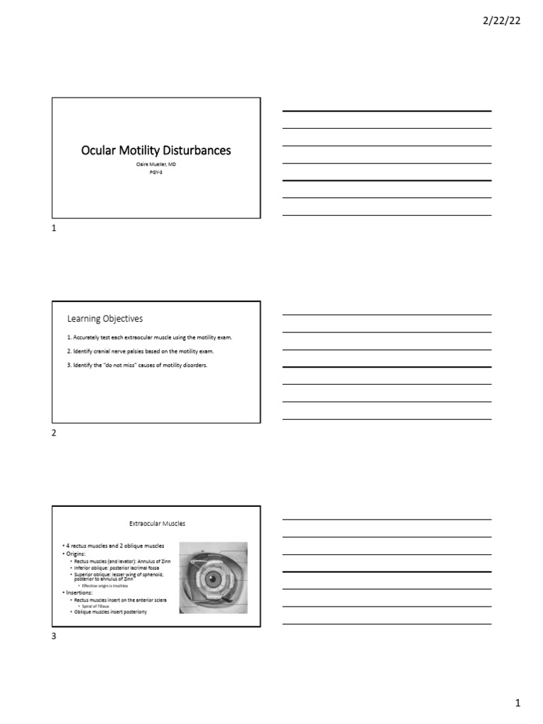 Ocular Motility Exam and Disorders Guide | PDF | Facial Features ...