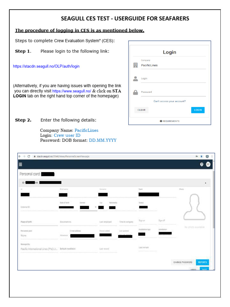 Seafarers' Guide to CES Test Login | PDF
