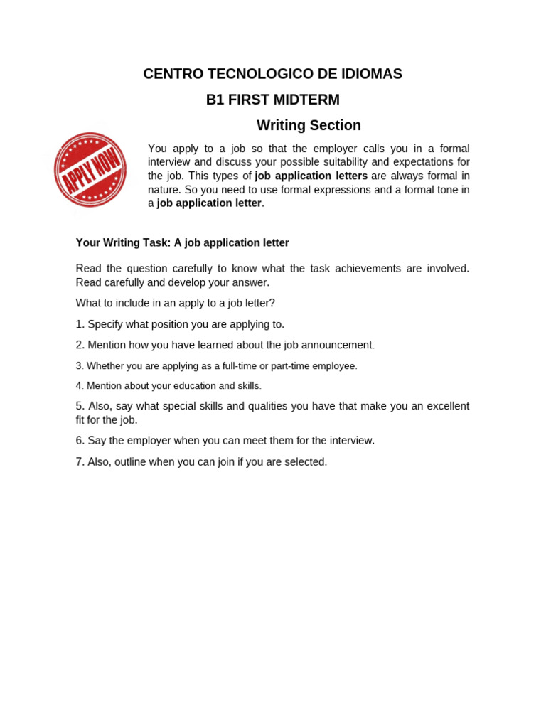 B1 Writing First Test 2024 Pdf