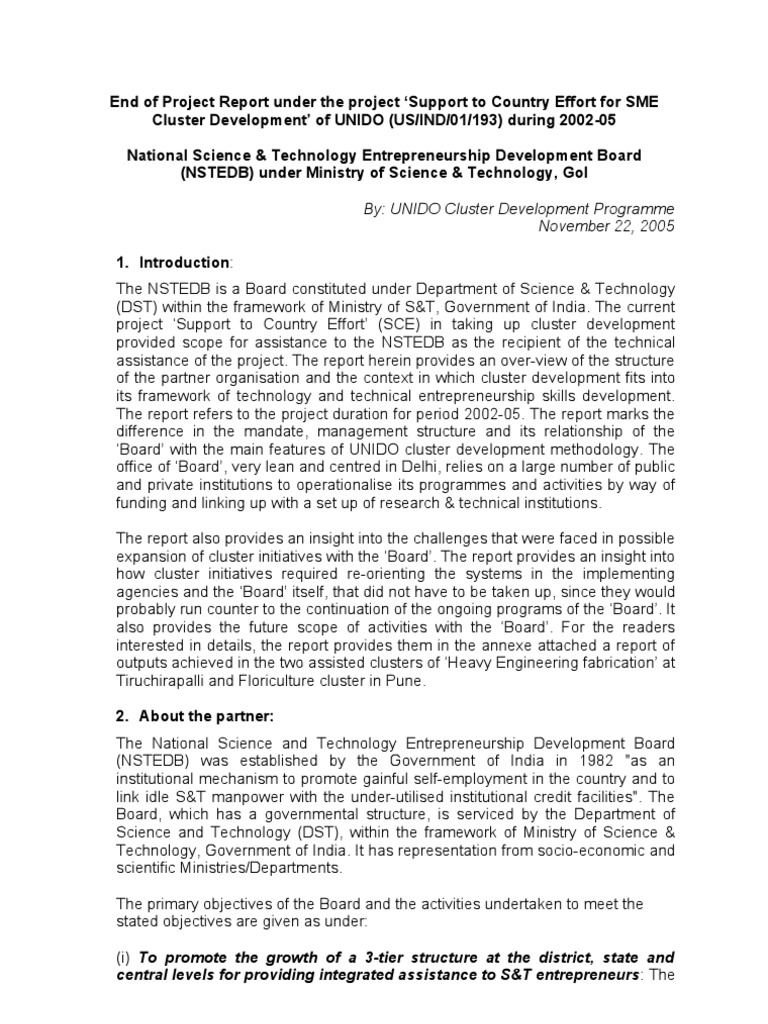 UNIDO SME Cluster Development Report | PDF | Entrepreneurship | Agriculture