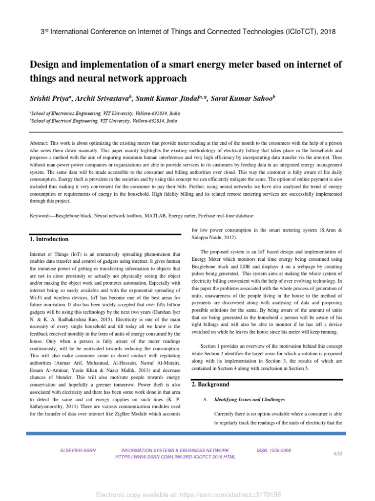 IoT Smart Energy Meter Design | PDF | Internet Of Things | Internet