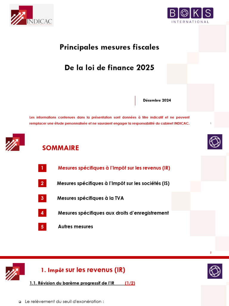 Mesures fiscales IR 2025 au Maroc | PDF | Impôt sur le revenu | Impôts