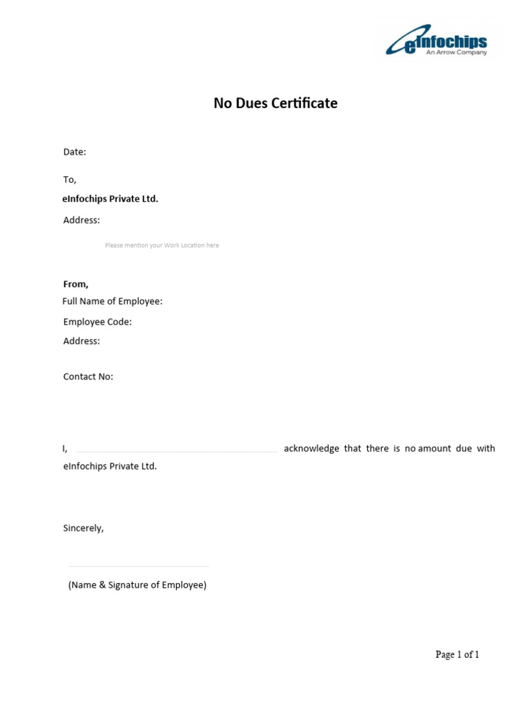 No Due Confirmation Form | PDF