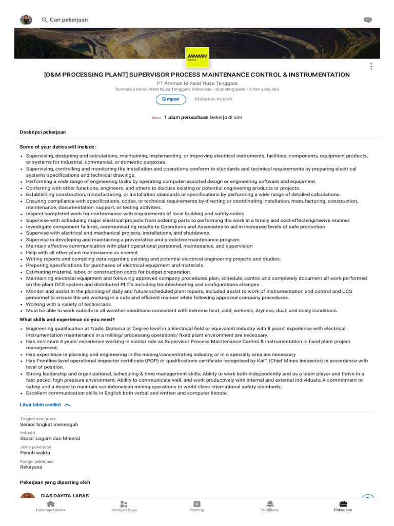 Supervisor of Electrical Maintenance Role | PDF | Specification ...