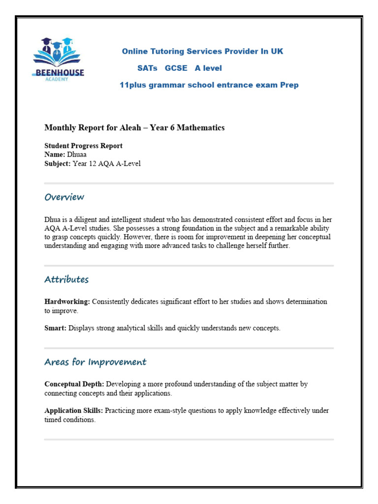 Year 12 A-Level Math Progress Report | PDF | Gce Advanced Level (United ...