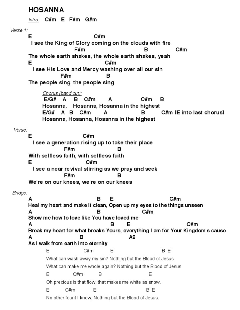 Hosanna Hillsong Chords Pdf