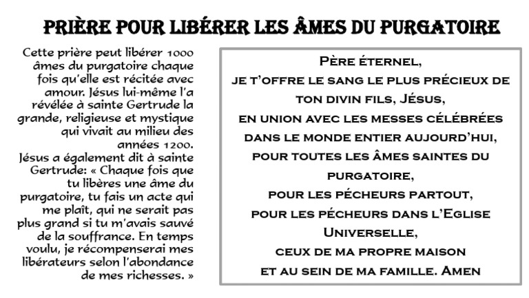 Prière Pour Libérer Les âmes Du Purgatoire Pdf