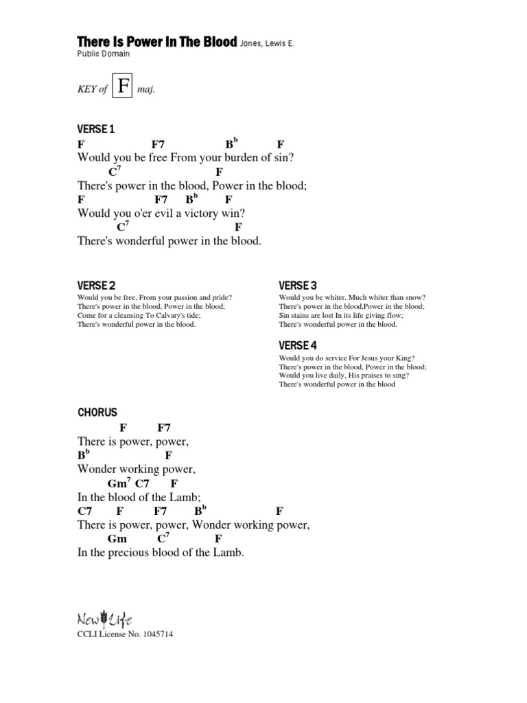 There Is Power in The Blood CHORDS | PDF | Lamb Of God | Abrahamic 