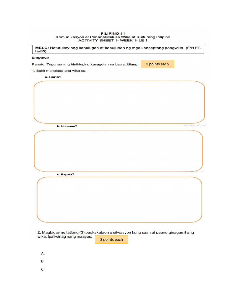 Activity Sheet 11 | PDF