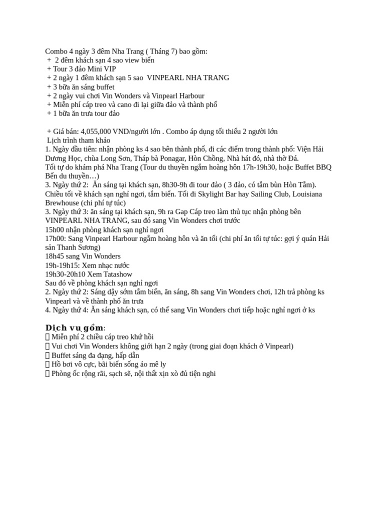 Combo 4 ng y 3 m nha trang pdf