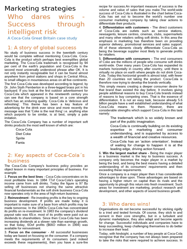 5 Marketing strategies Coca | PDF | Coca Cola | Dividend