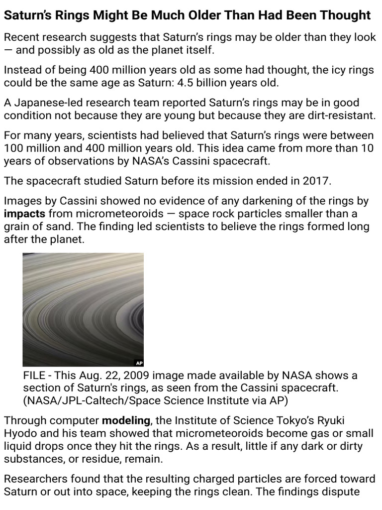 Saturn's Rings | PDF | Saturn | Solar System